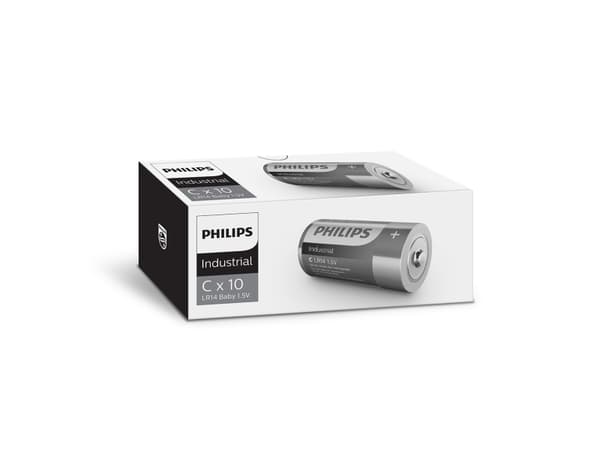 PHILIPS batteri industrial alkaline C 10-pak - 2079239