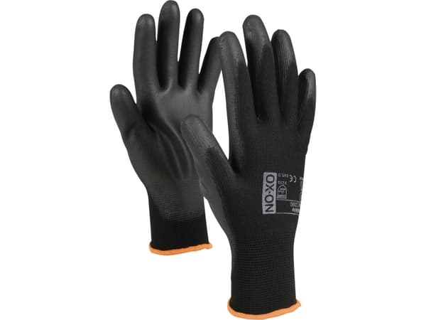 OX-ON-neuloskäsine koko 11 - Flexible Basic 1000, sormet upotettu, polyesteri, PU-pinnoite