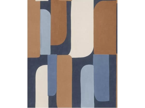 Rasch Wallpaper 330519 Blue Brown Shapes