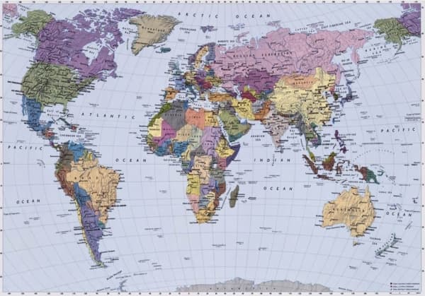 KOMAR Komar Fototapeta World Map, 254x184 cm, 4-050