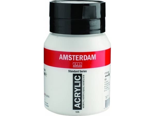 Artequipment Farba akrylowa TALENS AMSTERDAM 500ml 105 - TITANIUM VALKOINEN uniw
