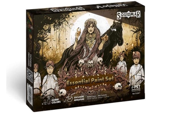 Vallejo - Game Color / 12 colors + figure - Essential Paint Set by Squidmar Miniatures 18 ml