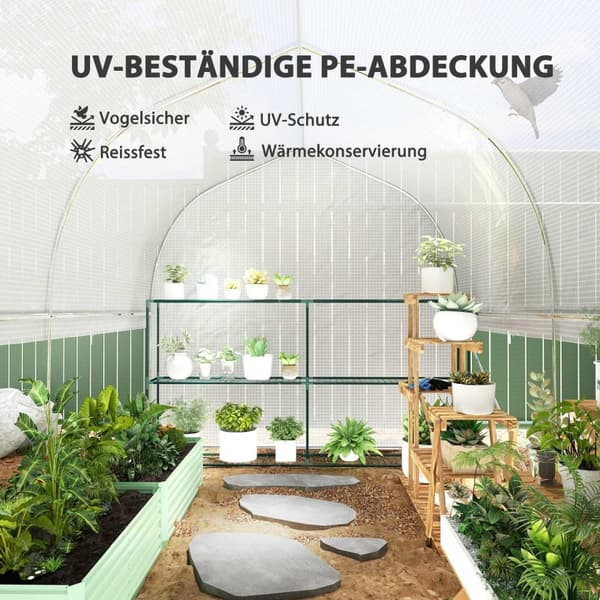Rootz Polytunnel Greenhouse - Tunneli Greenhouse - Puutarhakatos - UV -kestävä suoja - 300 cm x 200 cm x 200 cm