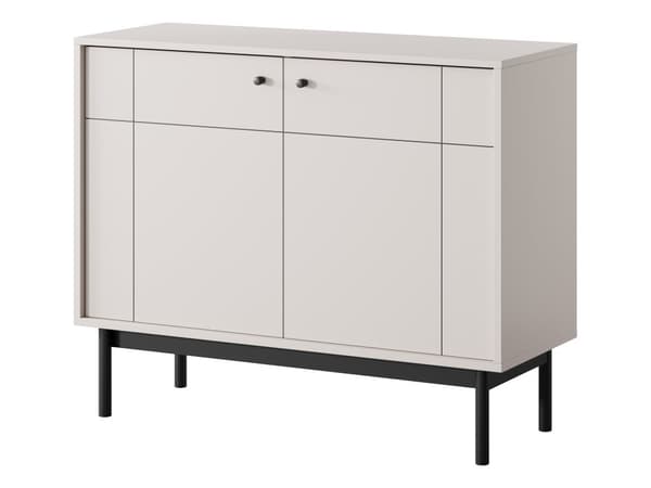 Byrå: två dörrar, fyra hyllor, Färg: kashmir träben: svarta, M: bredd: 103,5 cm, höjd: 83,5 cm, djup: 39 cm,