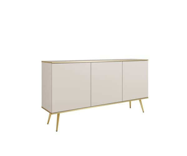 Lipasto, beige, kultaiset jalat, 160 x 85 x 39 cm
