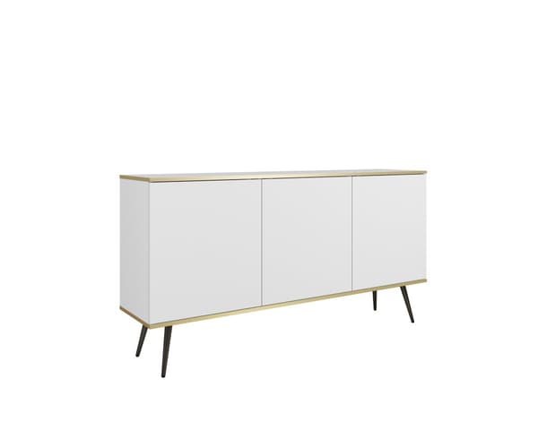 Lipasto, valkoinen, mustat jalat, 160 x 85 x 39 cm