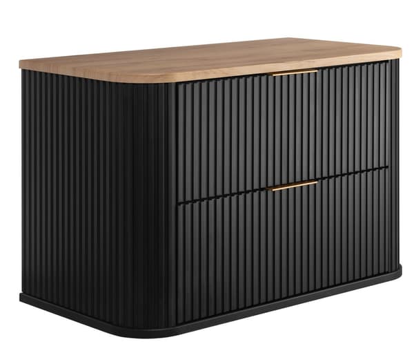 Badezimmerschrank, Schwarz / Craft-Eiche, 80,4 x 51,7 x 41,5 cm