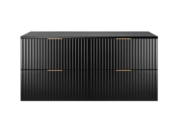 Badezimmer-Hängeschrank mit Arbeitsplatte, schwarz, 120 x 57 x 46 cm