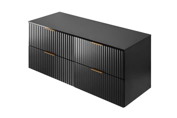 Badezimmer-Hängeschrank mit Arbeitsplatte, schwarz, 120 x 57 x 46 cm