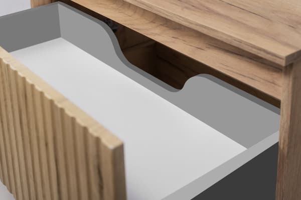 Badezimmerschrank, Weiß / Craft-Eiche, 140 x 77 x 46 cm
