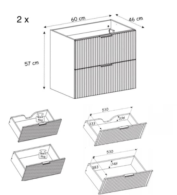 Badezimmerschrank, Weiß / Craft-Eiche, 140 x 77 x 46 cm