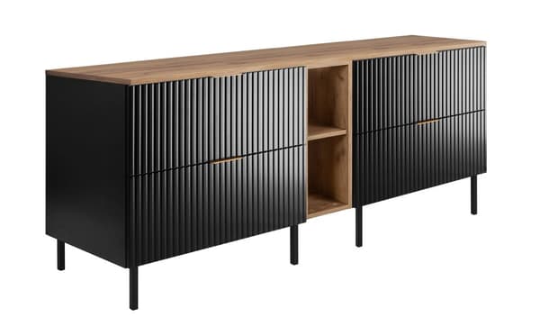 Kylpyhuonekaappi, musta / craft tammi, 180 x 77 x 46 cm