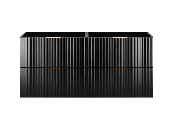 Vägghängt tvättställsskåp för badrum, svart, 120 x 57 x 46 cm