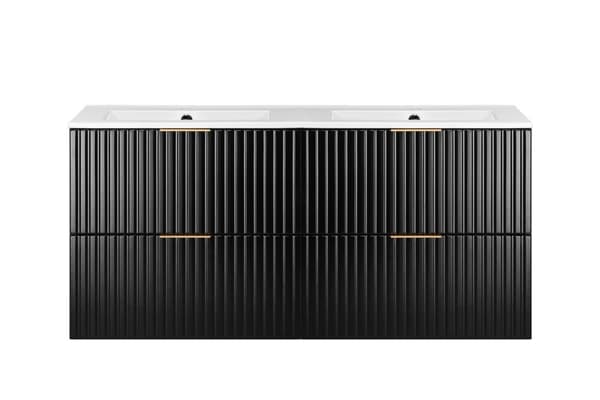 Vägghängt tvättställsskåp för badrum, svart, 120 x 57 x 46 cm