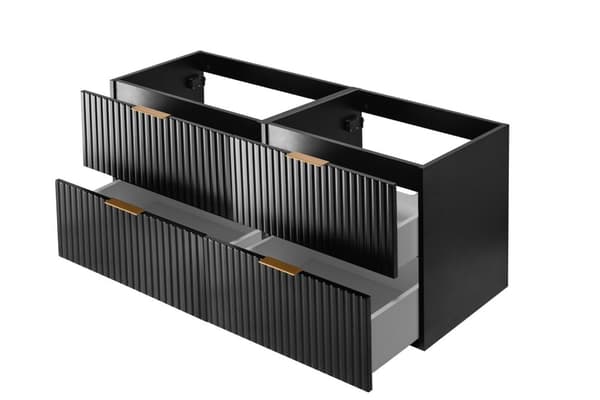 Vägghängt tvättställsskåp för badrum, svart, 120 x 57 x 46 cm