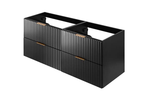 Vägghängt tvättställsskåp för badrum, svart, 120 x 57 x 46 cm