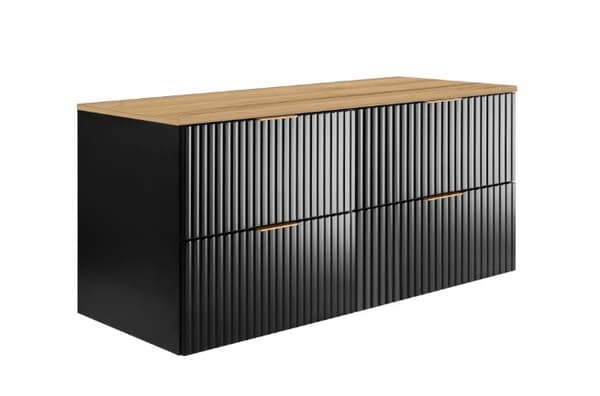 Badeværelsesskab, sort / craft eg, 120 x 57 x 46 cm