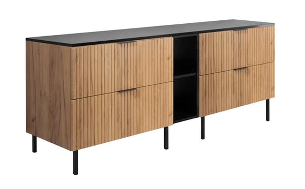 Kylpyhuonekaappi, craft tammi / musta, 140 x 57 x 46 cm