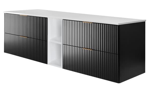 Badrumsskåp, svart / vit, 180 x 57 x 46 cm