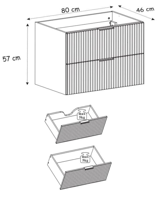 Badezimmerschrank, Schwarz / Craft-Eiche, 180 x 57 x 46 cm