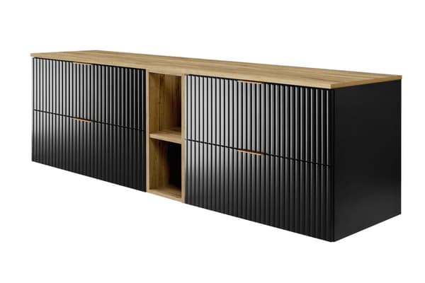 Kylpyhuonekaappi, musta / craft tammi, 180 x 57 x 46 cm