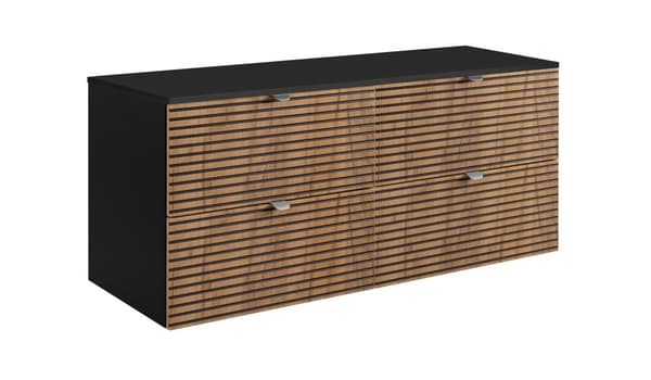 Badrumshängskåp med bänkskiva, svart, 120 x 57 x 46 cm
