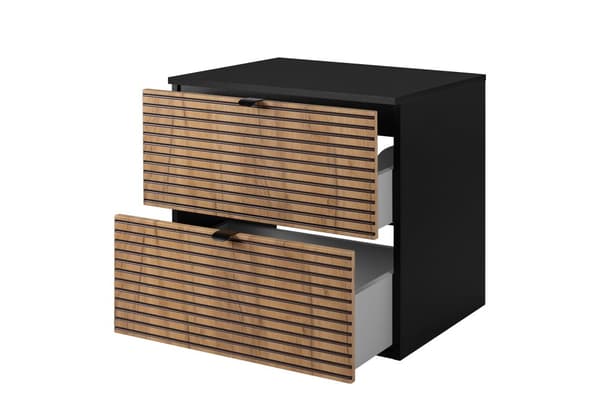 Badezimmer-Hängeschrank mit Arbeitsplatte, schwarz, 60 x 57 x 46 cm
