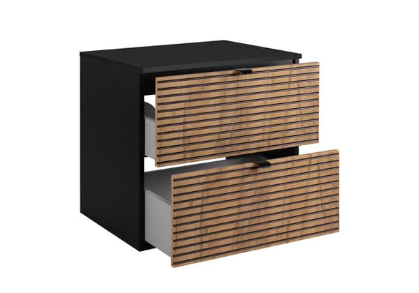 Badezimmer-Hängeschrank mit Arbeitsplatte, schwarz, 60 x 57 x 46 cm