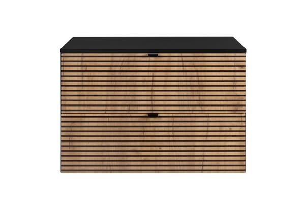 Badezimmer-Hängeschrank mit Arbeitsplatte, schwarz, 80 x 57 x 46 cm