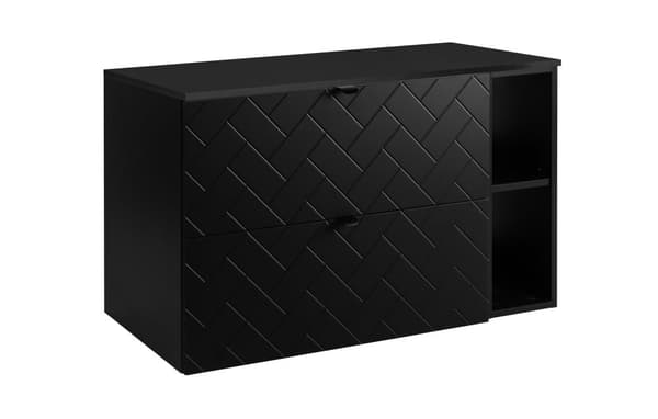 Badezimmer-Hängeschrank mit Arbeitsplatte, schwarz, 100 x 57 x 46 cm