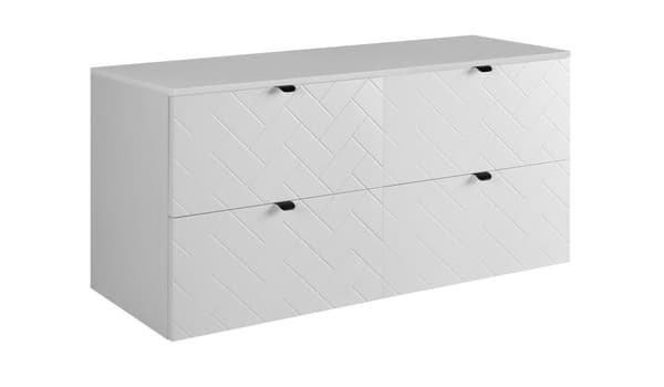 Kylpyhuoneen riippukaappi työtasolla, valkoinen, 120 x 57 x 46 cm