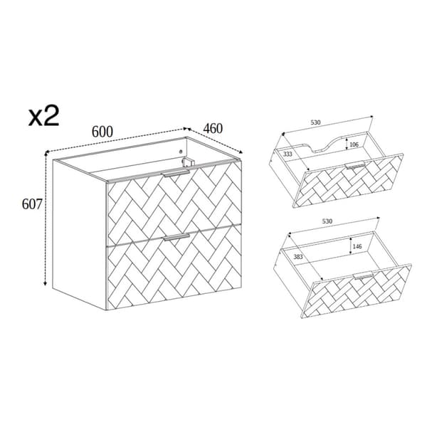 Badezimmer-Hängeschrank mit Platte, Kaschmir, 120 x 57 x 46 cm