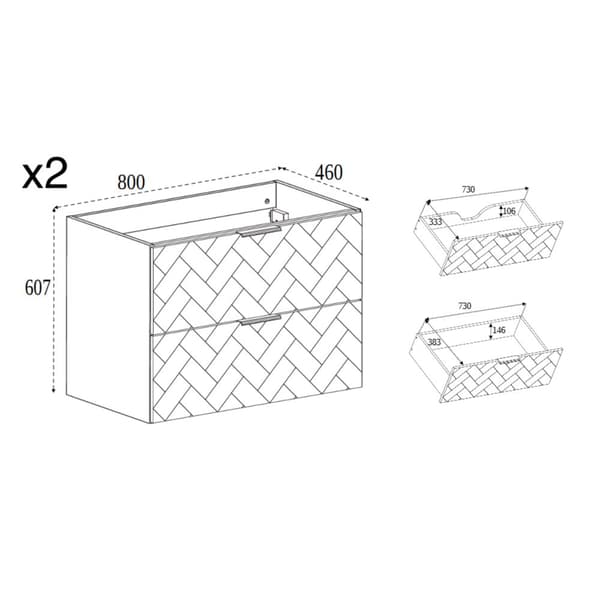 Badezimmer-Wandschrank unter dem Waschbecken, weiß, 160 x 57 x 46 cm