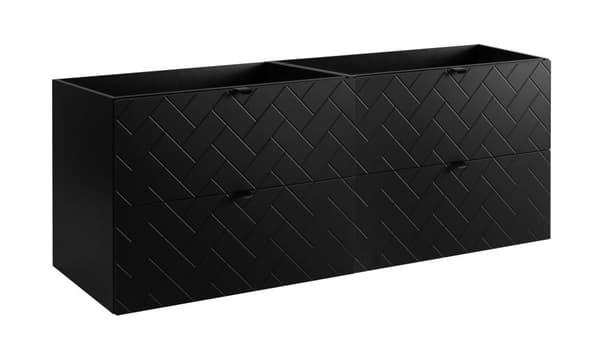 Badezimmer-Hängeschrank unter dem Waschbecken, schwarz, 160 x 57 x 46 cm