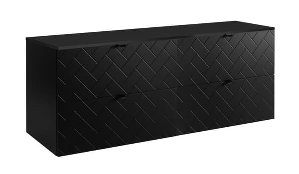 Badrumshängskåp med bänkskiva, svart, 160 x 57 x 46 cm
