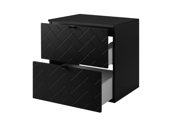 Badezimmer-Hängeschrank mit Arbeitsplatte, schwarz, 60 x 57 x 46 cm