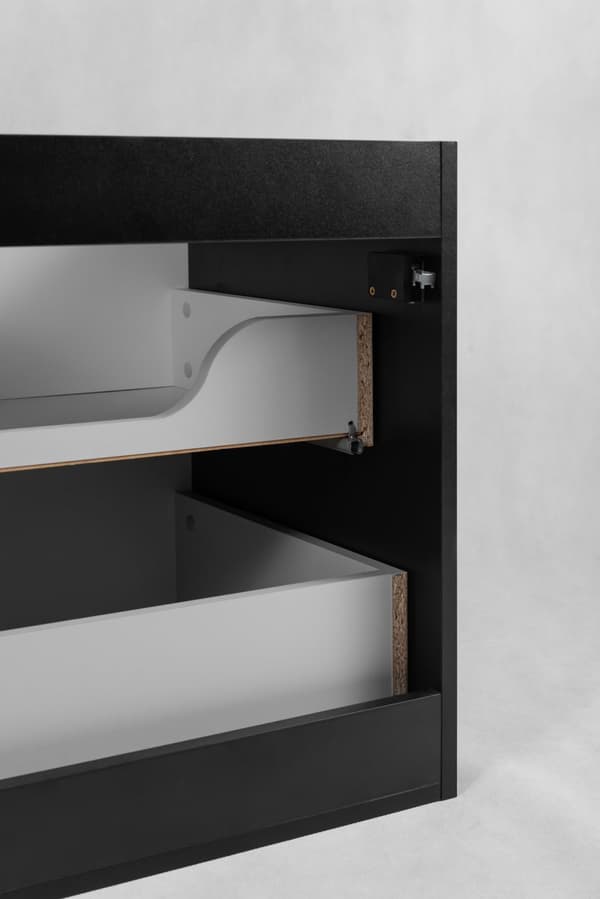 Badezimmer-Hängeschrank mit Arbeitsplatte, schwarz, 60 x 57 x 46 cm