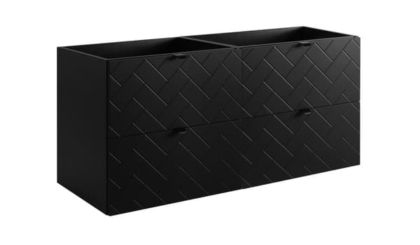 Vägghängt tvättställsskåp för badrum, svart, 120 x 57 x 46 cm