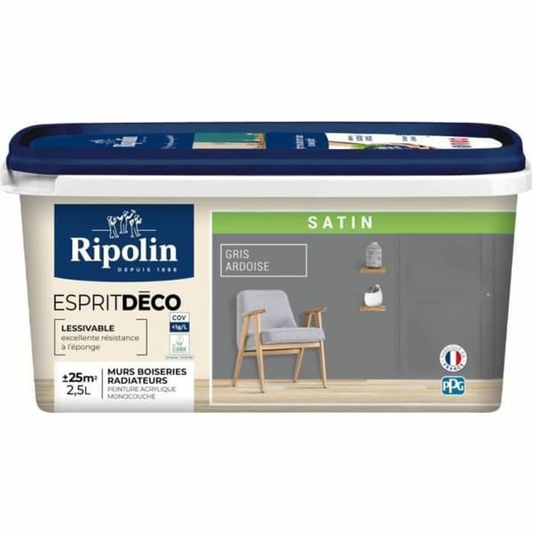 Pohjamaali Ripolin Harmaa Satiiniviimeistely 2,5 L