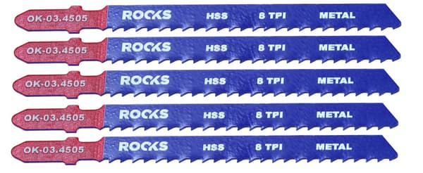 ROOKS HSS STIKSAVSBLAD, TYPE T, METAL OG KOMPOSIT, 8 TPI X 100 MM, SÆT MED 5