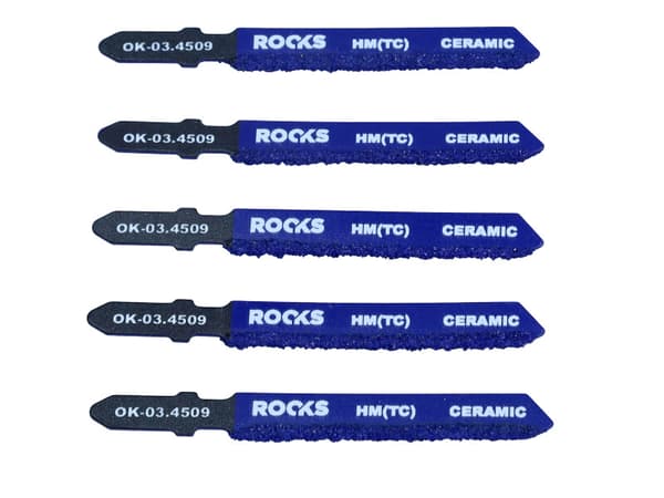 ROOKS STIKSAVSBLAD, HARMBIDSPIDS, HM(TC), TYPE T, KERAMISK, 75 MM, SÆT MED 5