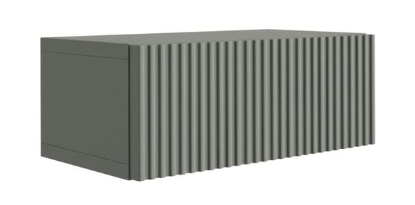Upphängt sängskåp med låda – Räfflad front, lameller – aloe grön, 40 x 20 x 16 cm