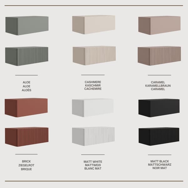 Upphängt sängskåp med låda – Räfflad front, lameller – Vit, 40 x 20 x 16 cm
