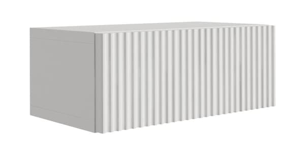 Upphängt sängskåp med låda – Räfflad front, lameller – Vit, 40 x 20 x 16 cm