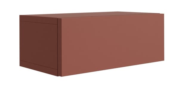 Upphängt sängskåp med låda – Slät front – tegelröd, 40 x 20 x 16 cm