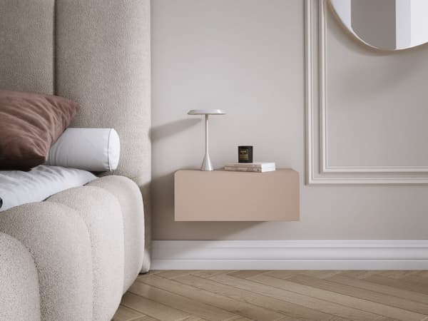 Upphängt sängskåp med låda – Slät front – karamellbrun, 40 x 20 x 16 cm