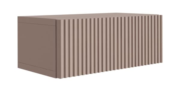 Upphängt sängskåp med låda – Räfflad front, lameller – karamellbrun, 40 x 20 x 16 cm