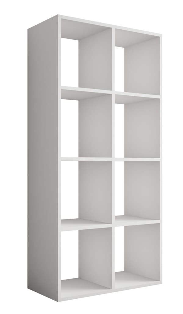 Bokhylla med 6 fack – Vit – 147 × 74 × 30 cm, vertikalt och horisontellt