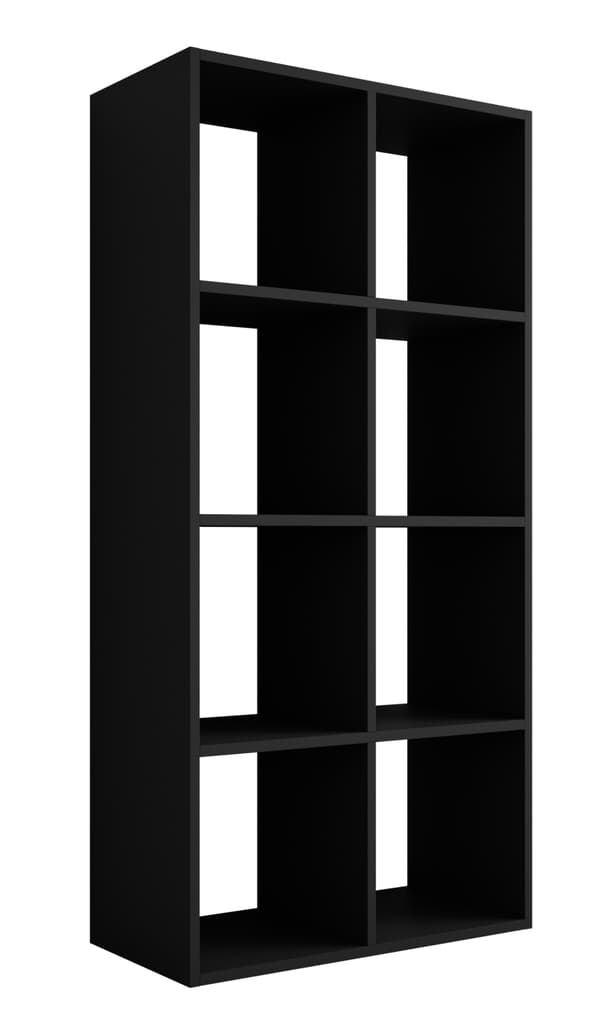 Kirjahylly 6 lokerolla - Musta - 147 × 74 × 30 cm, pysty- ja vaaka