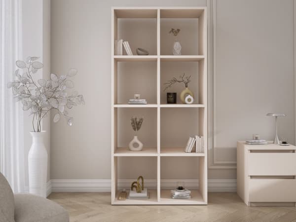 Bokhylla med 6 fack – Cashmere – 147 × 74 × 30 cm, vertikalt och horisontellt